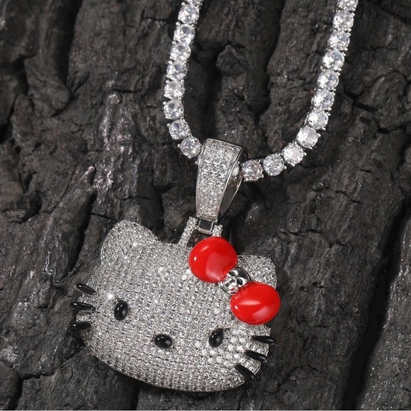 Hello Kitty Jewelry - Silver and Red hello kitty Pendant Necklace 16inch